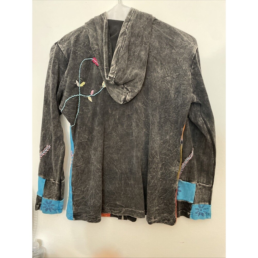 Boho Style Zip-Up Hoodie Medium Embroidered Artsy Eclectic Hippie - Picture 6 of 8